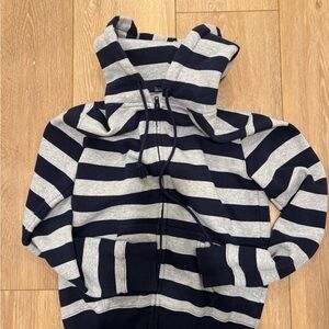 Brandy Melville Christy Navy and Gray Striped Hoodie